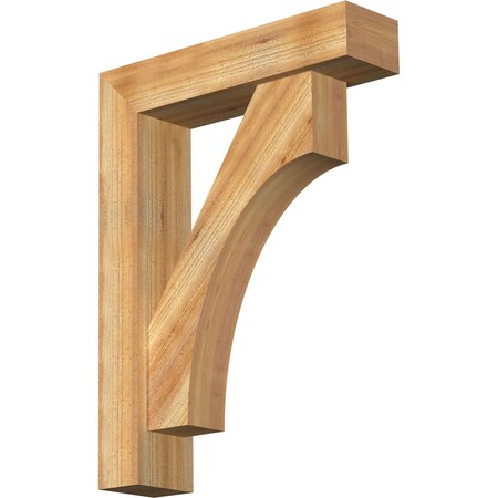 Ekena Millwork Westlake Block Rough Sawn Bracket w/ Offset Brace, Western Red Cedar, 6"W x 24"D x 32"H BKT0604X24X32WTL05RWR